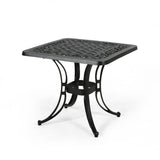 Sunshine Outdoor Cast Aluminum Side Table with Woven Floral Border by Christopher Knight Home