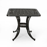 Sunshine Outdoor Cast Aluminum Side Table with Woven Floral Border by Christopher Knight Home