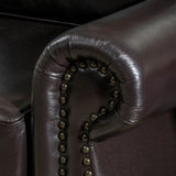 Taro 3-Seat Top Grain Leather Studded Sofa by Christopher Knight Home