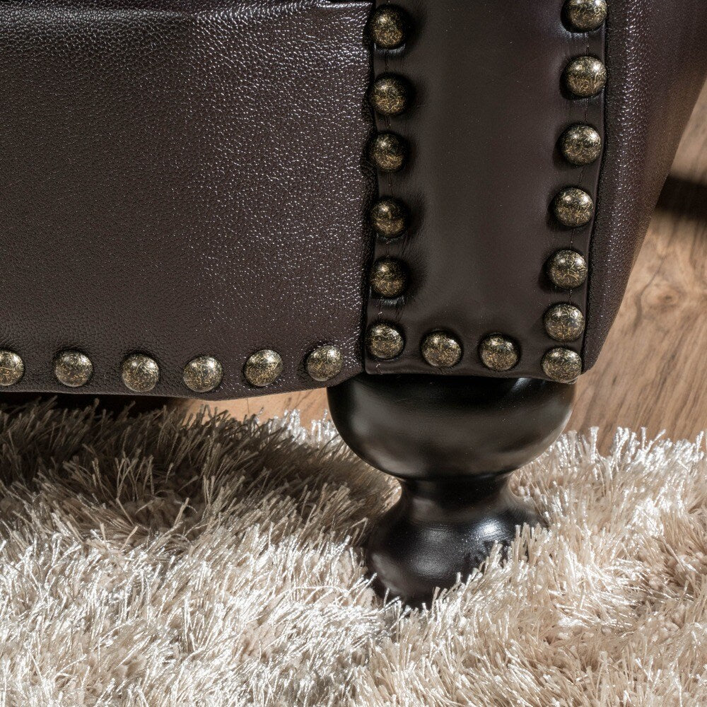 Taro 3-Seat Top Grain Leather Studded Sofa by Christopher Knight Home