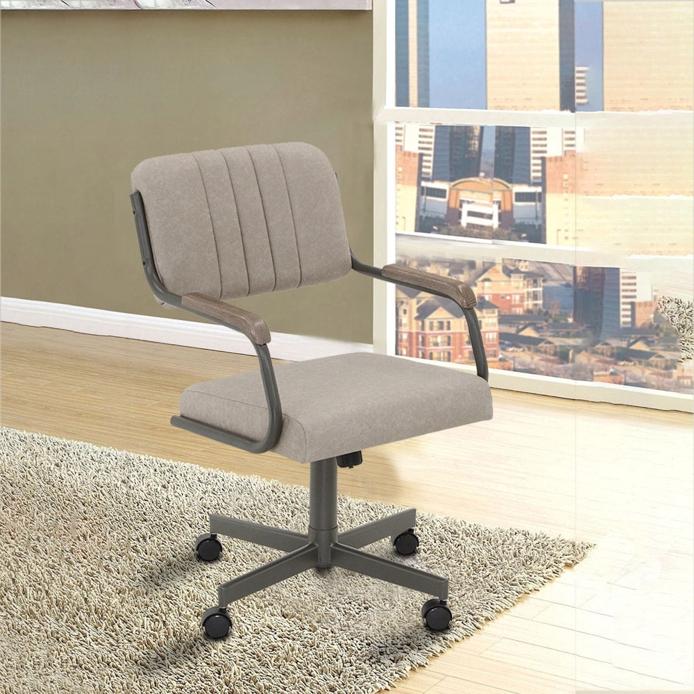 Chromcraft Douglas Caster Dining Chairs in Sea Gray, Gray Finish (Set of 2)