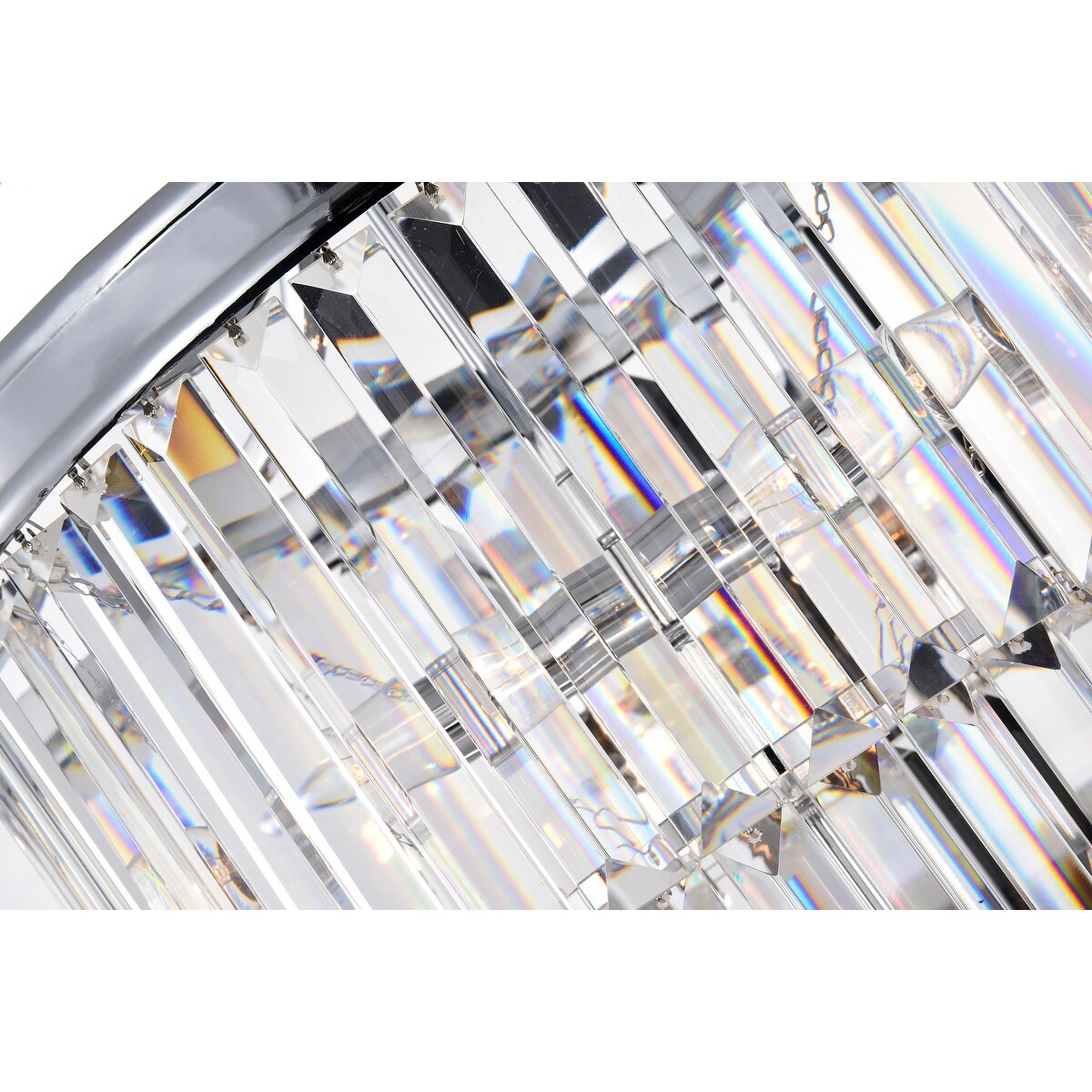 Chrome 4-Light Double Drum Pendant with Colonial Crystals