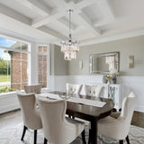 Chrome 4-Light Double Drum Pendant with Colonial Crystals