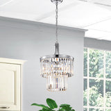 Chrome 4-Light Double Drum Pendant with Colonial Crystals