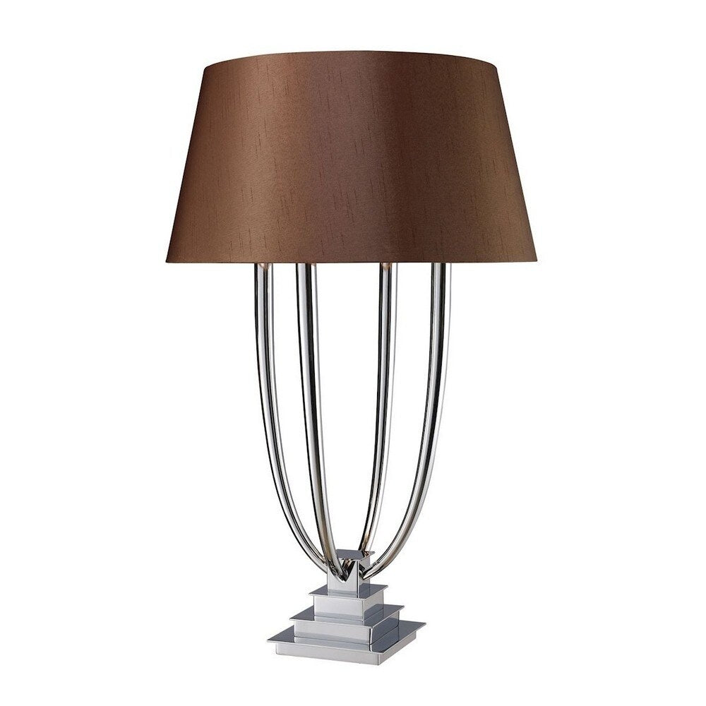 Chrome 4 Light Standard Table Lamp Made Of Metal With A Line Switch Chrome Finish with Chocolate