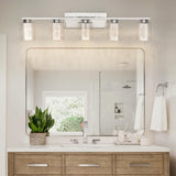 Chrome Bathroom Vanity Light with Crystal Bubble and Clear Glass