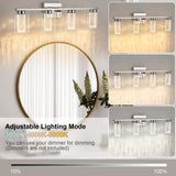 Chrome Bathroom Vanity Light with Crystal Bubble and Clear Glass