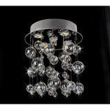 Chrome Ceiling Mount Chandelier with Hand Blown Bubble Glasses
