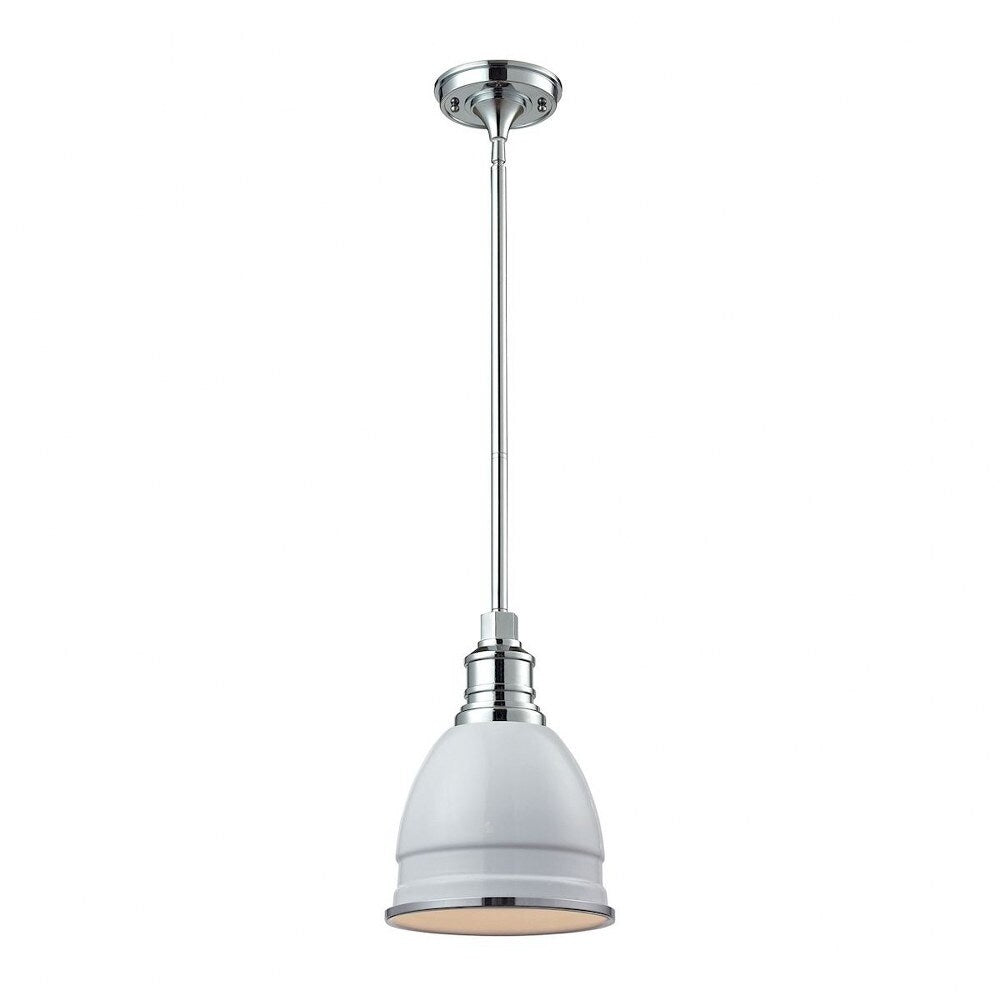 Chrome Gloss White 1-Light Mini Pendant - Style Pendant Light - 8X12-Inches 100-Watt Pendant Made Of