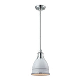 Chrome Gloss White 1-Light Mini Pendant - Style Pendant Light - 8X12-Inches 100-Watt Pendant Made Of