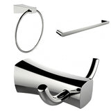 Chrome Plated Towel Ring, Double Robe Hook And Single Rod Towel Rack Accessory Set