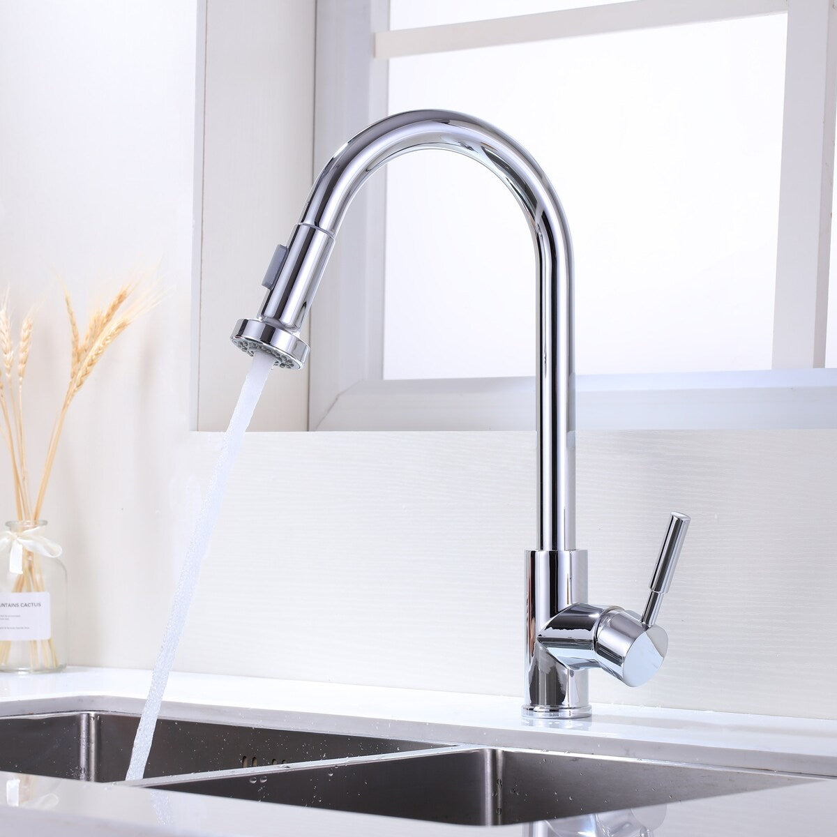 Chrome Pull Down Kitchen Faucet