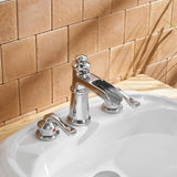 Chrome Waterfall Three Holes Two Handles Bathroom Faucet