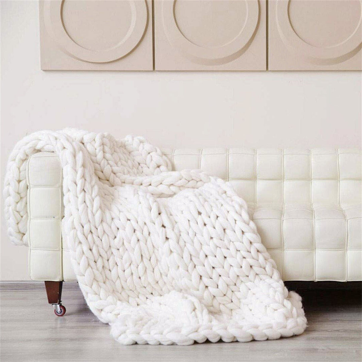 Chunky Knit Blanket Hand Made Bedroom Sofa Home Decor