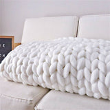 Chunky Knit Blanket Hand Made Bedroom Sofa Home Decor