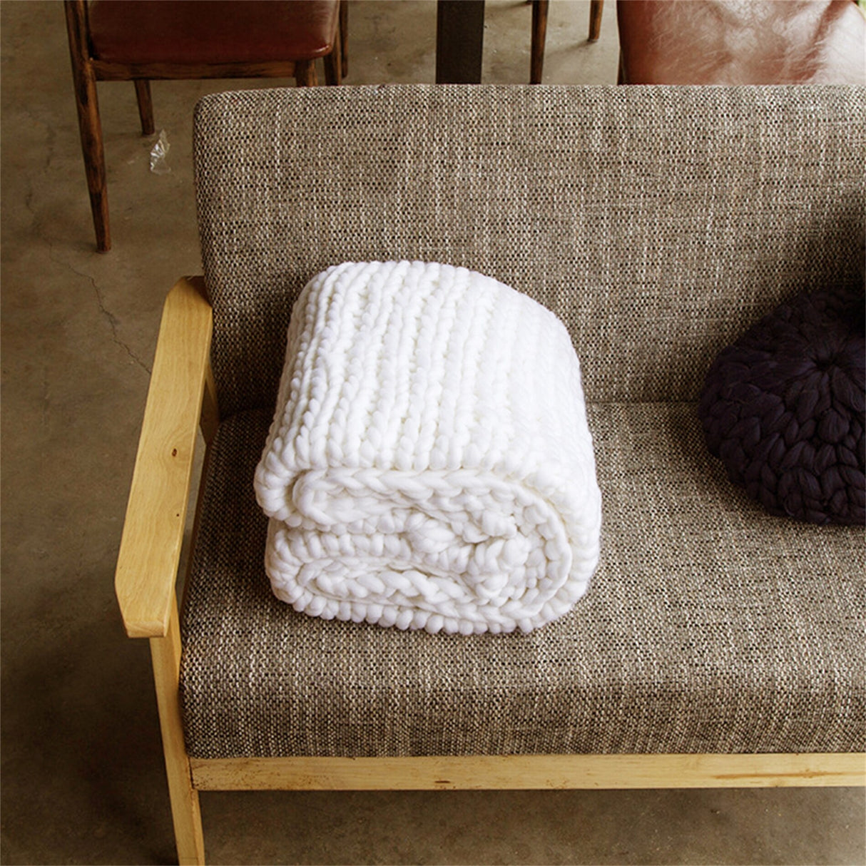 Chunky Knit Blanket Hand Made Bedroom Sofa Home Decor