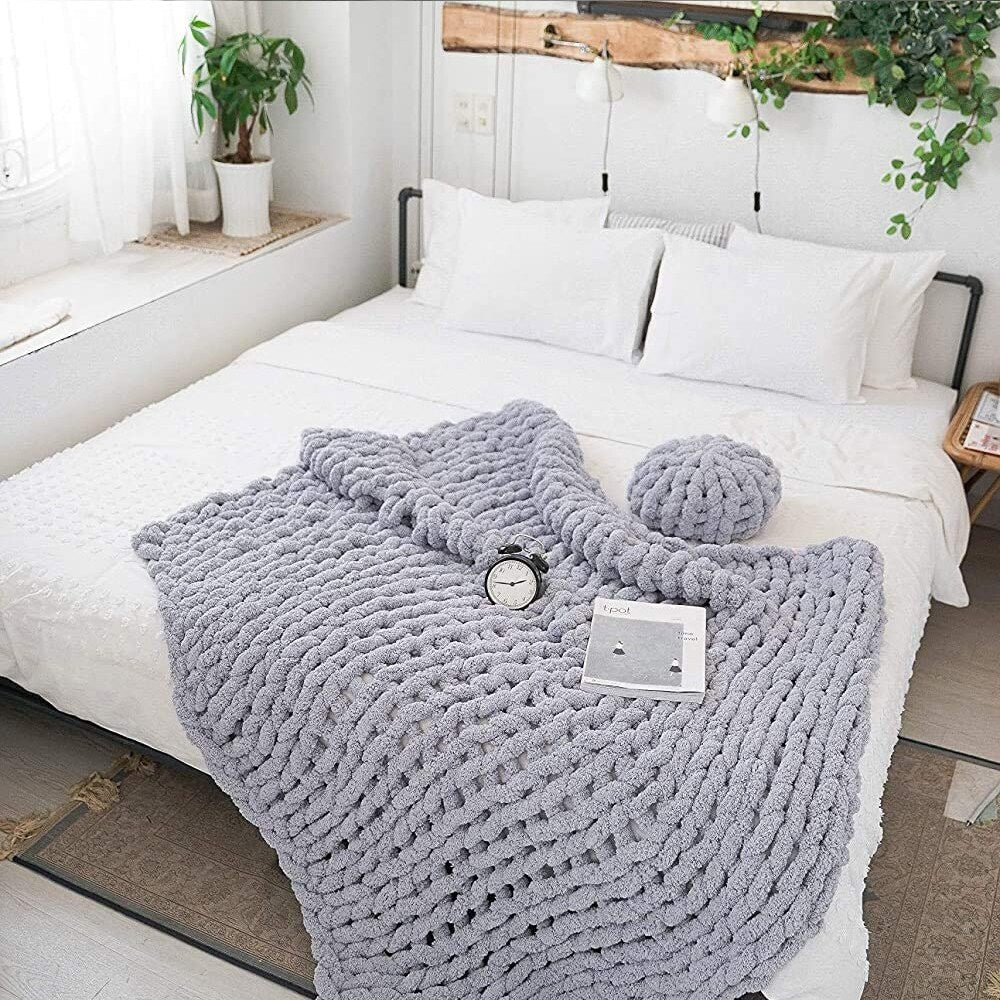 Chunky Knit Blanket for Bed,Sofa,Chair(47x60inch)