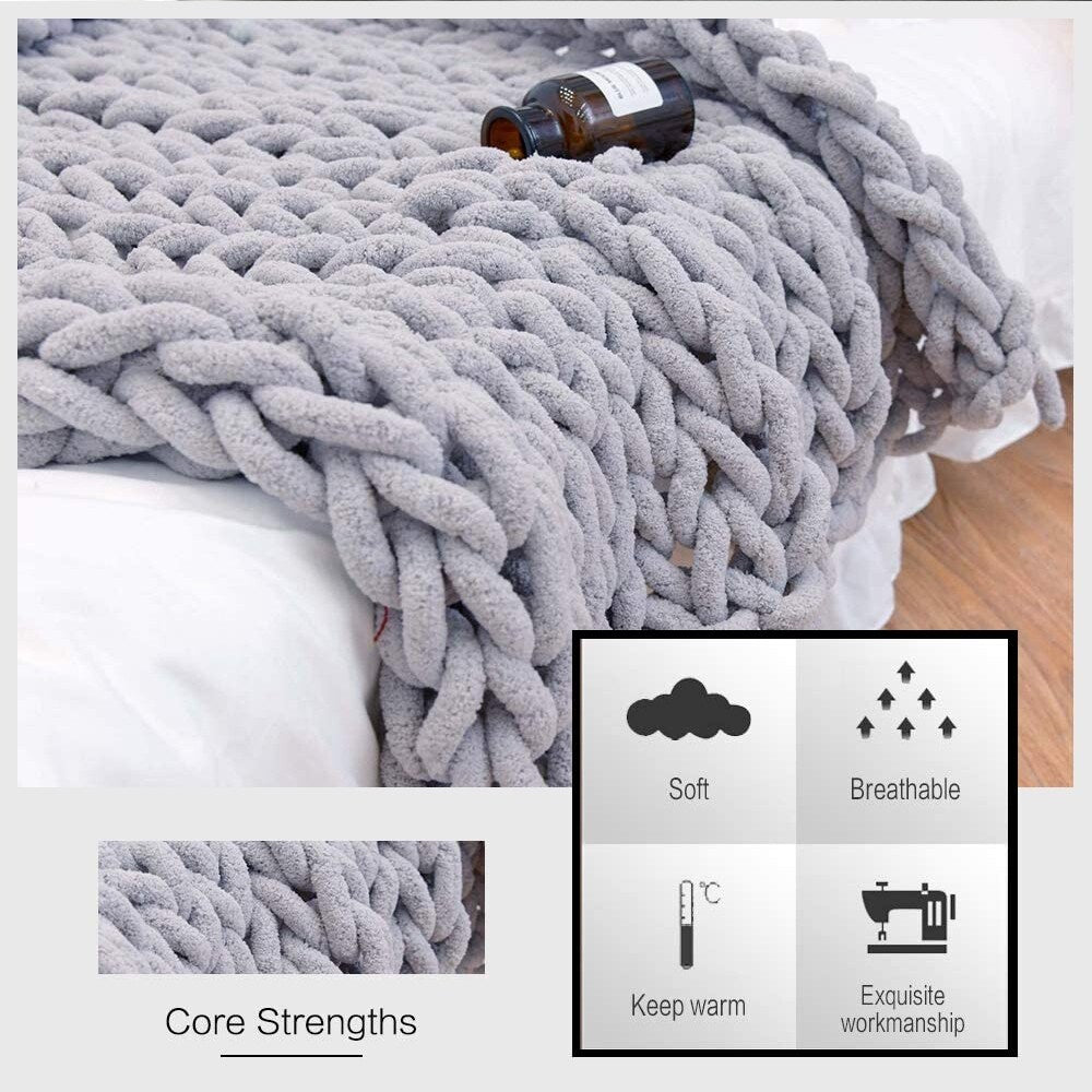 Chunky Knit Blanket for Bed,Sofa,Chair(47x60inch)