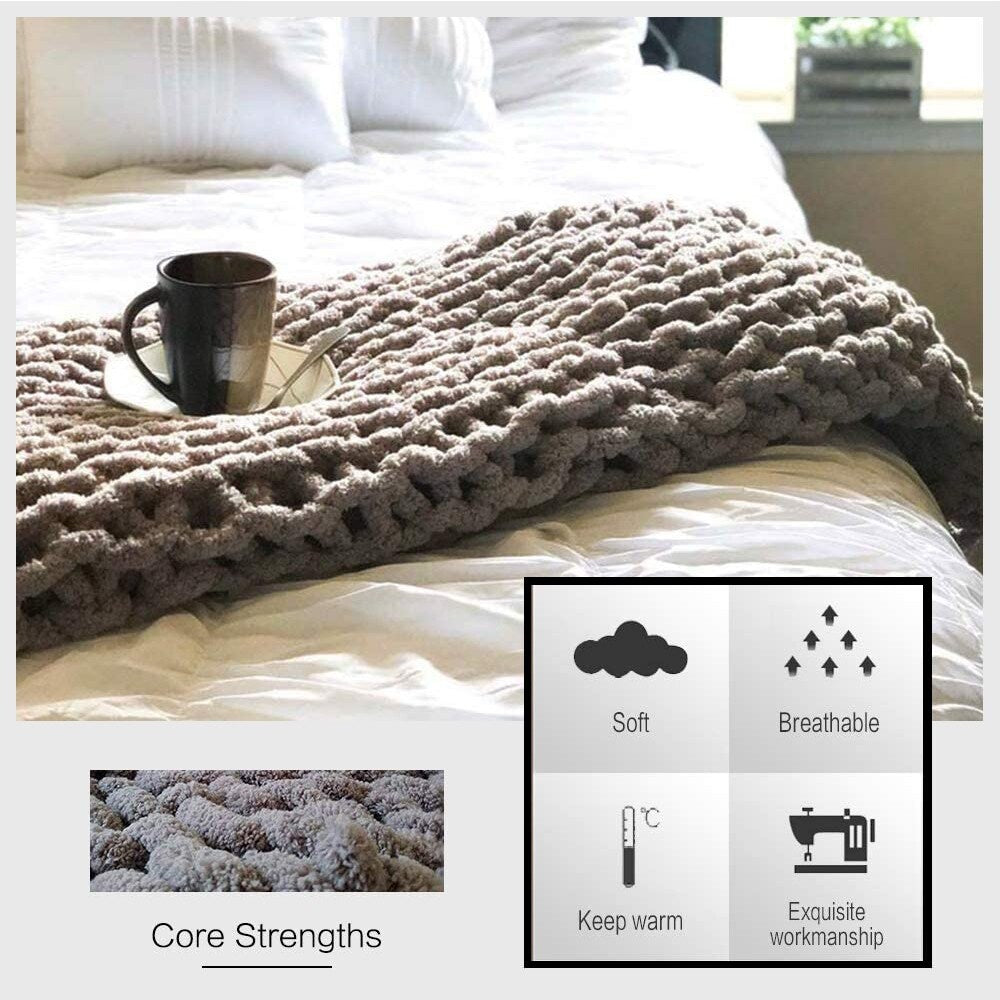 Chunky Knit Blanket for Bed,Sofa,Chair(47x60inch)
