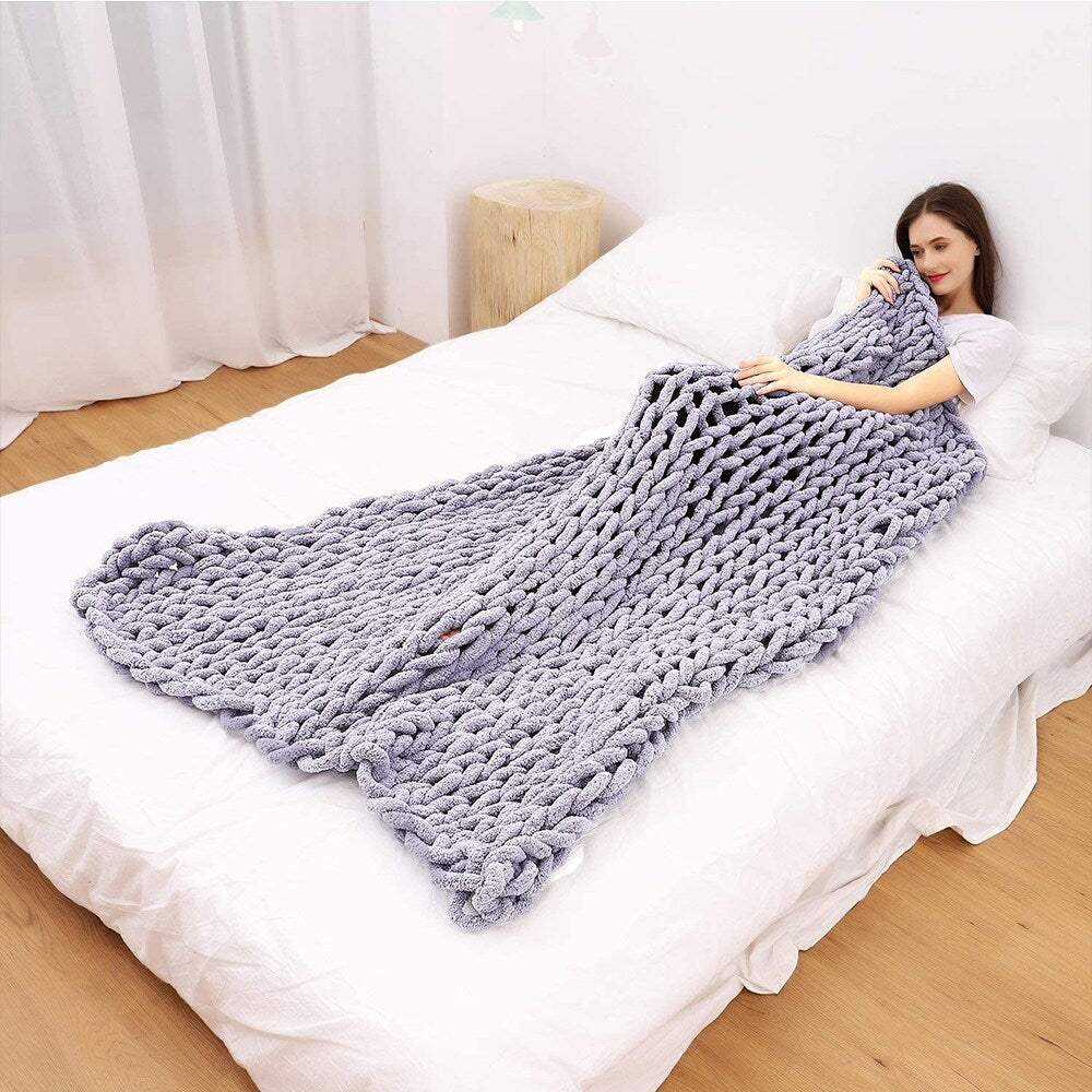 Chunky Knit Blanket for Bed,Sofa,Chair(47x60inch)
