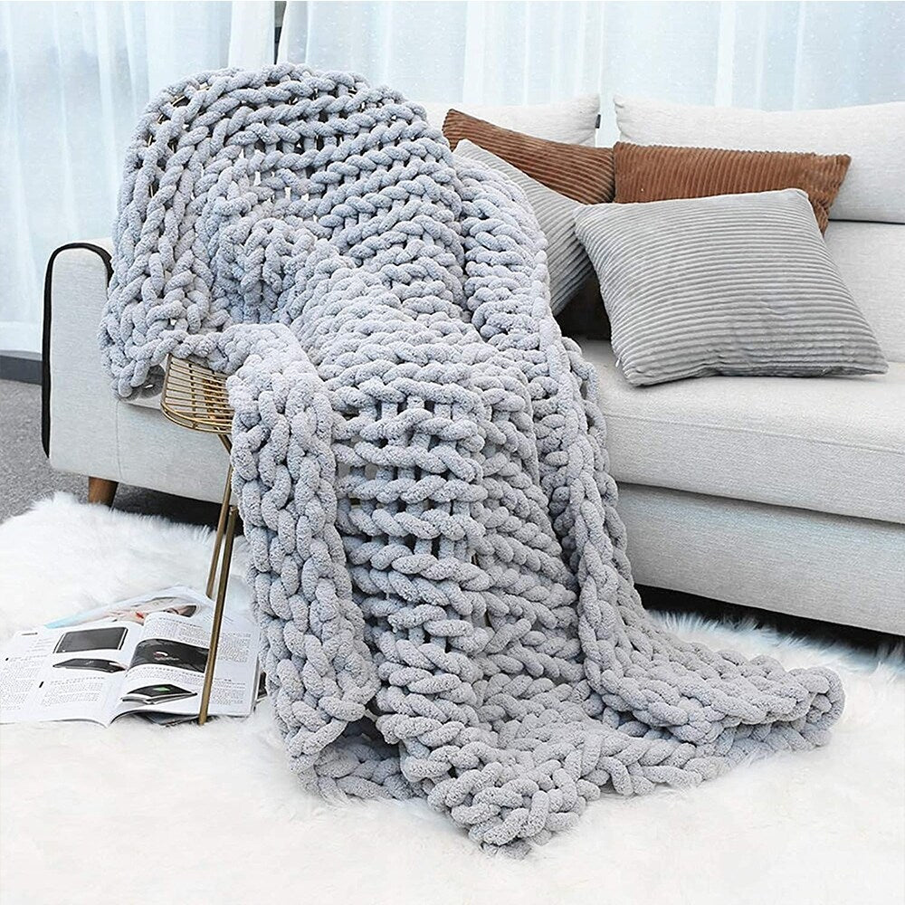 Chunky Knit Blanket for Bed,Sofa,Chair(47x60inch)