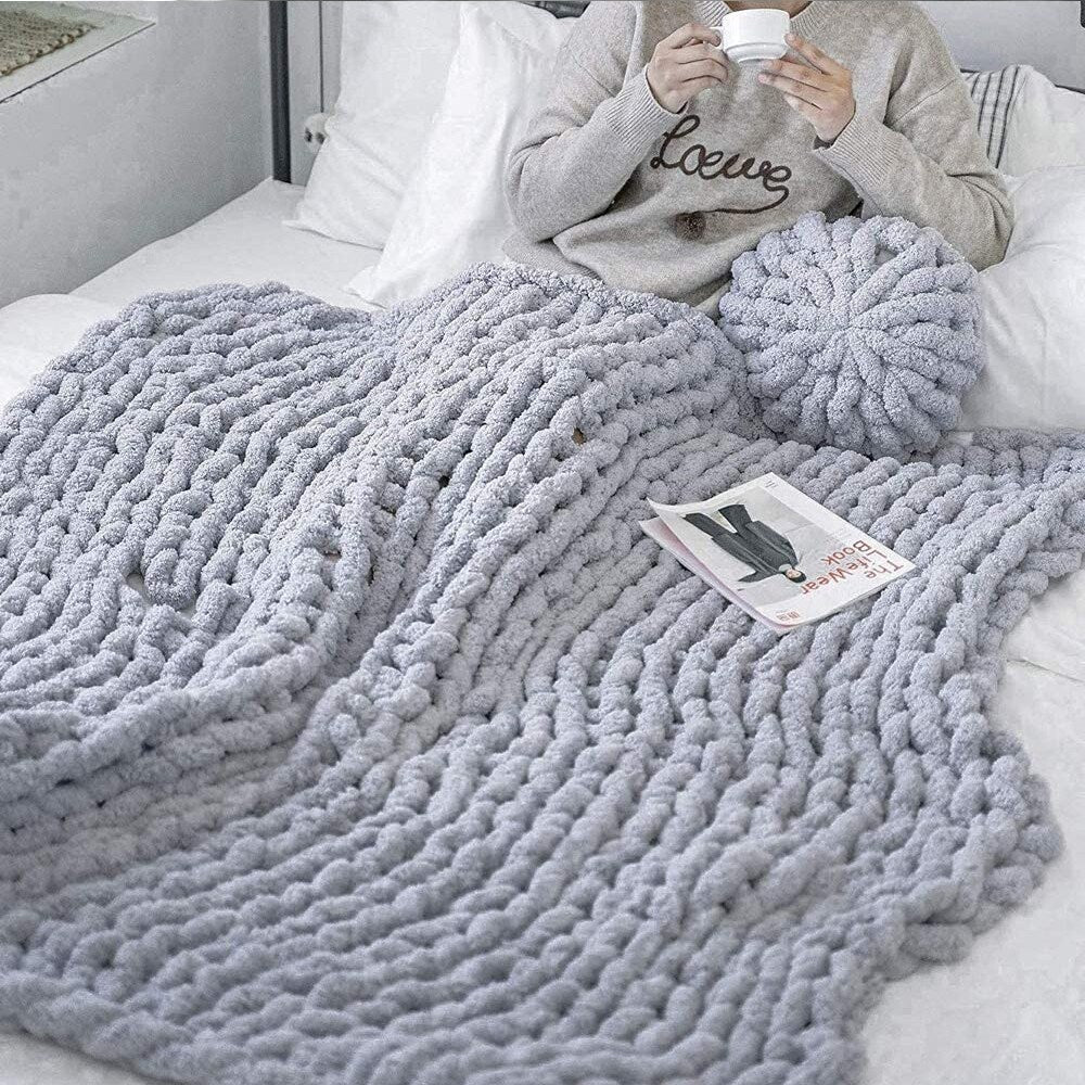 Chunky Knit Blanket for Bed,Sofa,Chair(47x60inch)