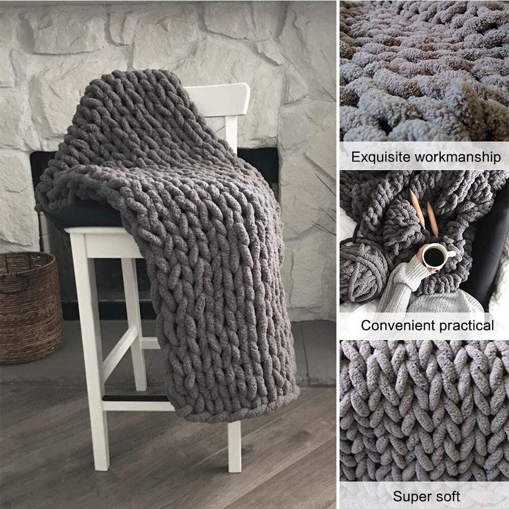 Chunky Knit Blanket for Bed,Sofa,Chair(47x60inch)