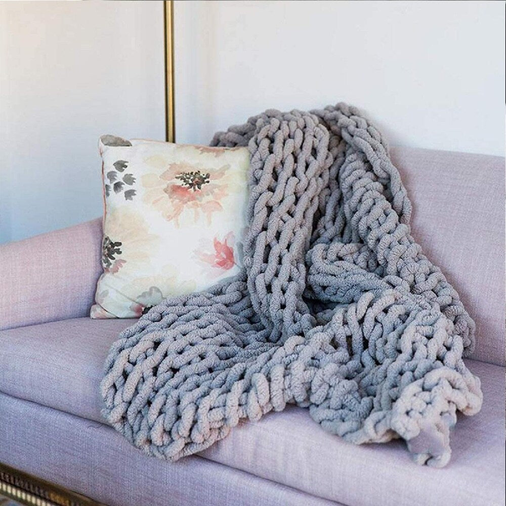 Chunky Knit Blanket for Bed,Sofa,Chair(47x60inch)