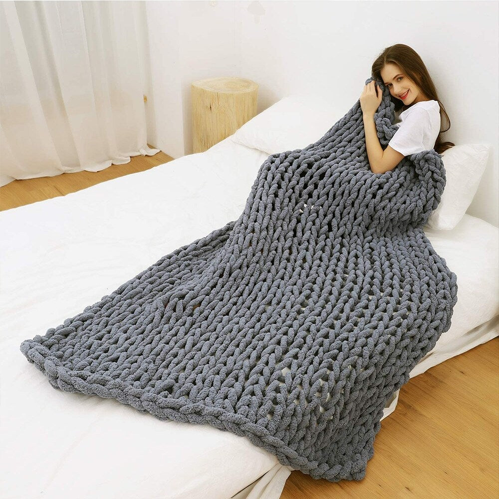 Chunky Knit Blanket for Bed,Sofa,Chair(47x60inch)