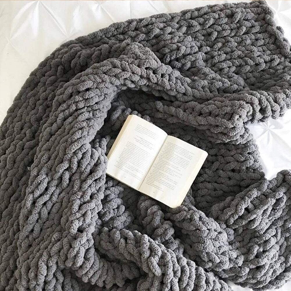 Chunky Knit Blanket for Bed,Sofa,Chair(47x60inch)