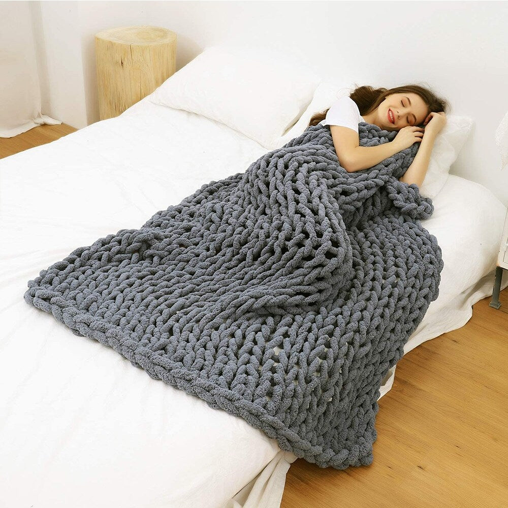 Chunky Knit Blanket for Bed,Sofa,Chair(47x60inch)