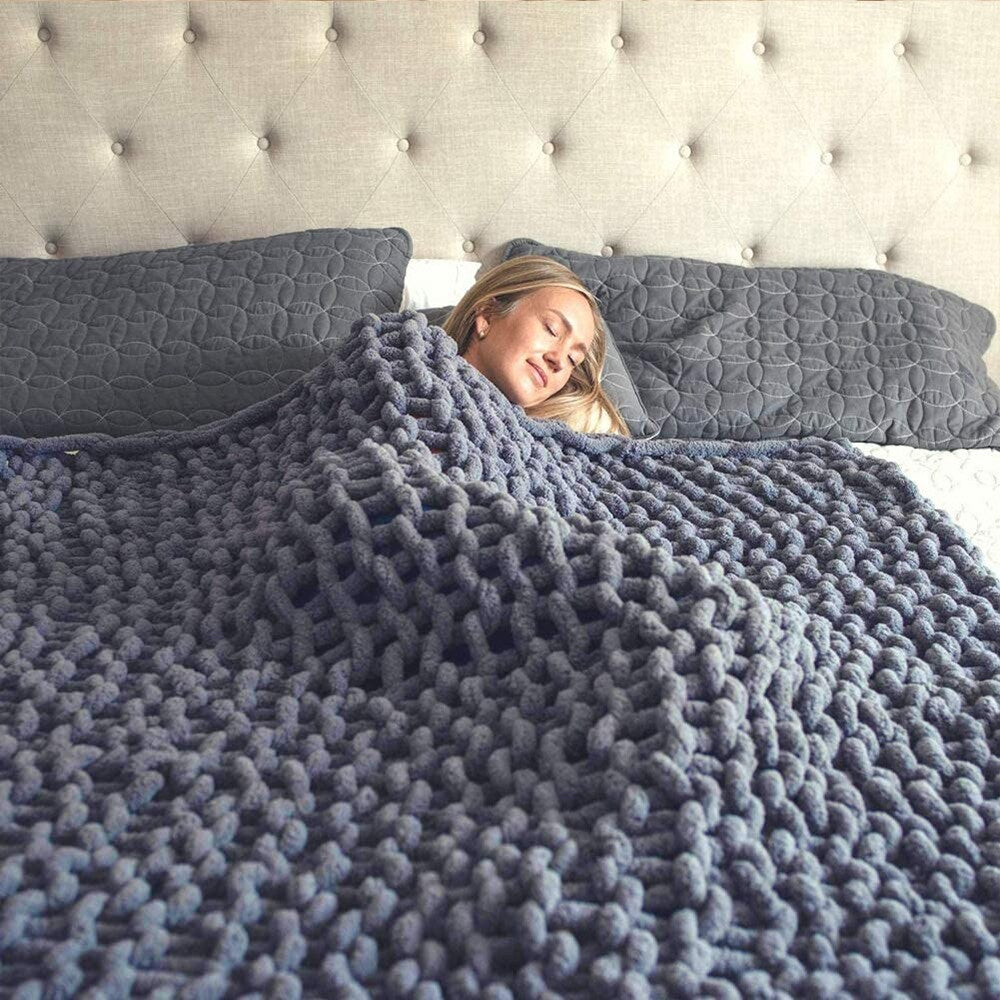 Chunky Knit Blanket for Bed,Sofa,Chair(47x60inch)
