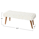 Chunky Woven Velvet Entryway Bench with Wood Legs