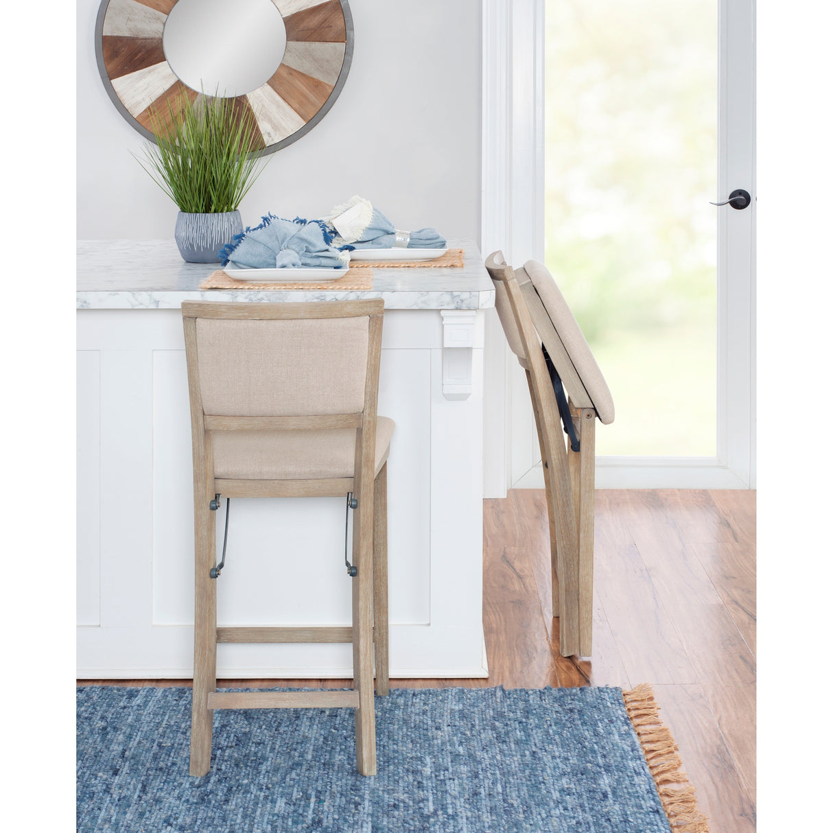 Ciara Folding Grey Wash Counter Height Bar Stool