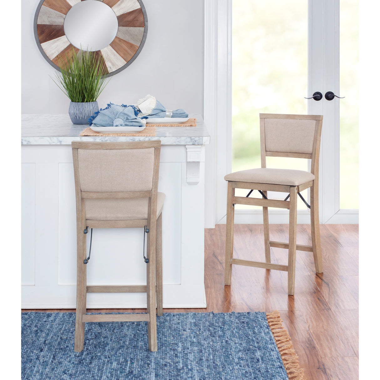 Ciara Folding Grey Wash Counter Height Bar Stool