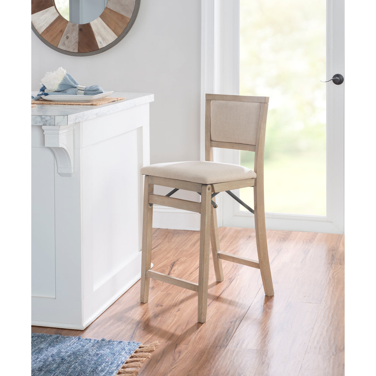 Ciara Folding Grey Wash Counter Height Bar Stool