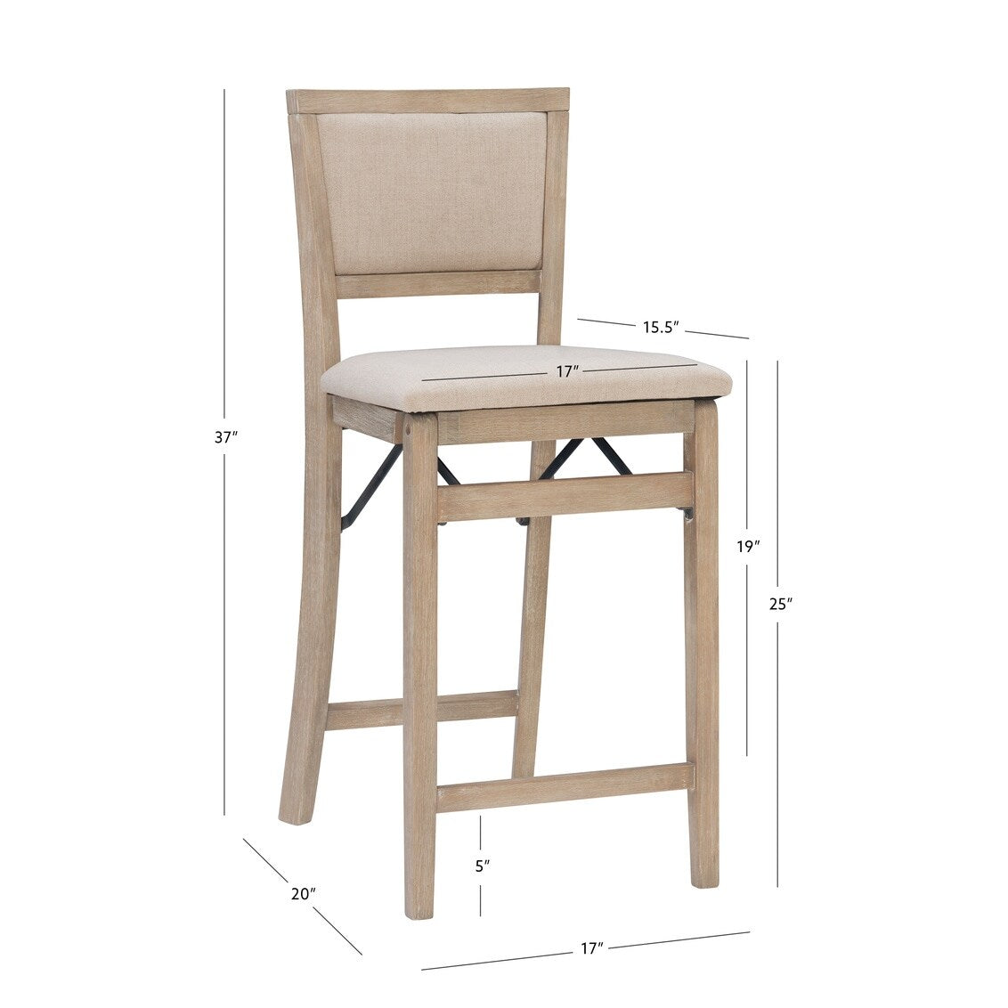 Ciara Folding Grey Wash Counter Height Bar Stool