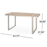 Cibola Outdoor Aluminum Dining Table by Christopher Knight Home - 62.75" W x 27.50" D x 30.00" H