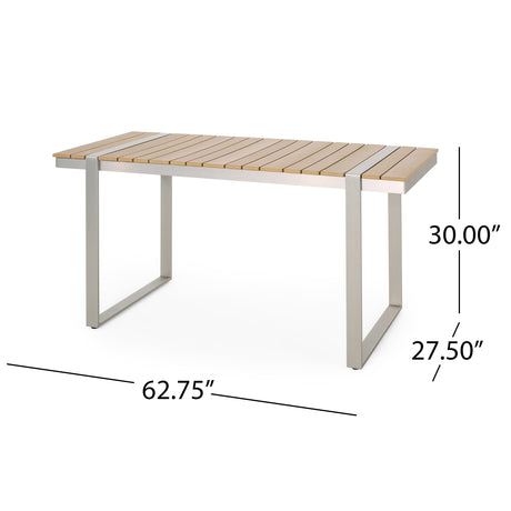Cibola Outdoor Aluminum Dining Table by Christopher Knight Home - 62.75" W x 27.50" D x 30.00" H