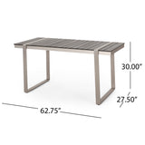 Cibola Outdoor Aluminum Dining Table by Christopher Knight Home - 62.75" W x 27.50" D x 30.00" H