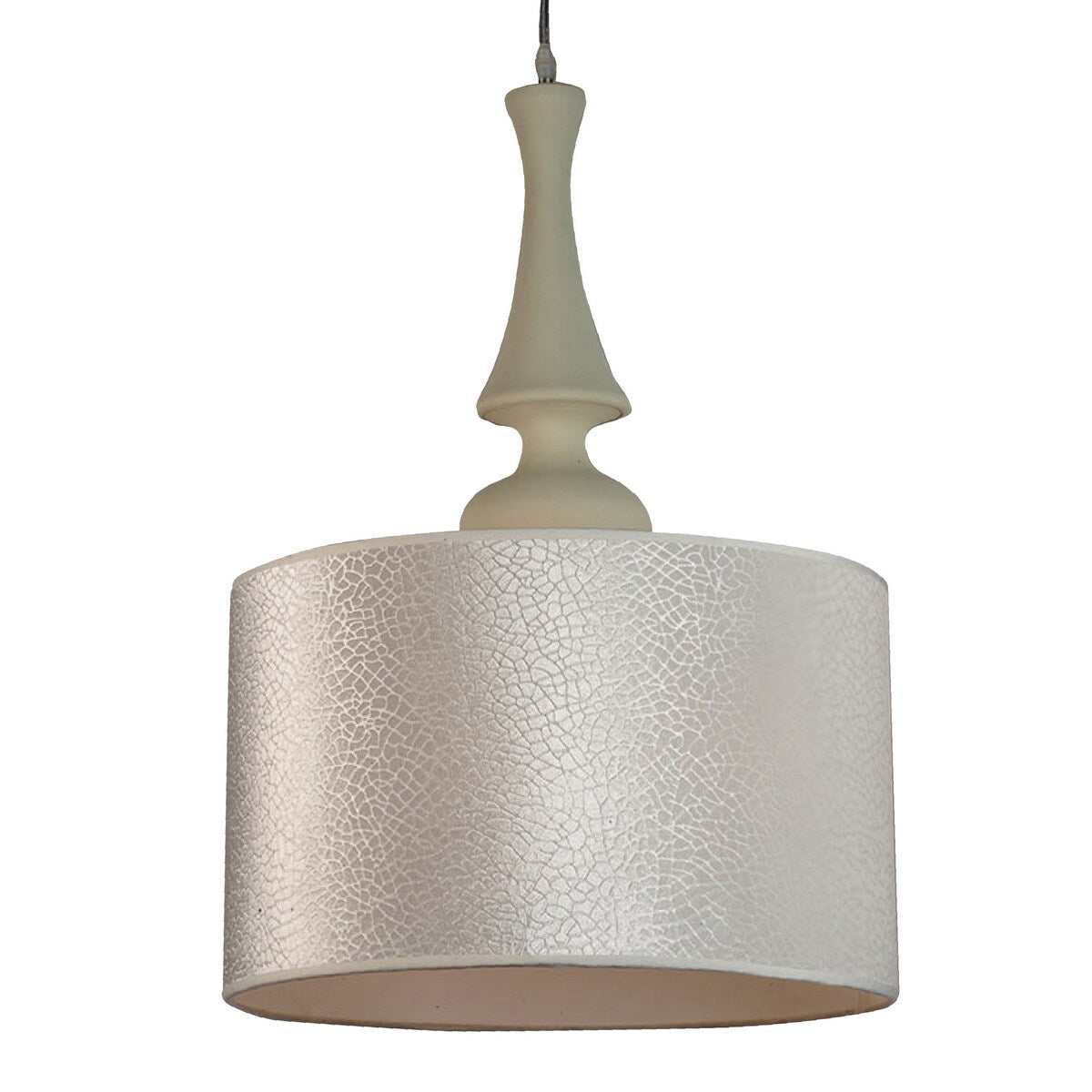 Cid 23 Inch Metal Hanging Pendant Chandelier Light, Round Lampshade, Beige