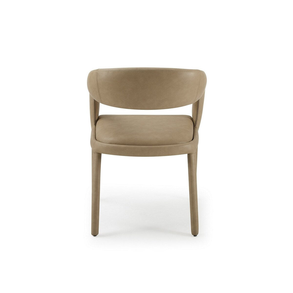 Cid Taya 24 Inch Dining Chair, Carved Back, Tapered Legs, Tan Faux Leather