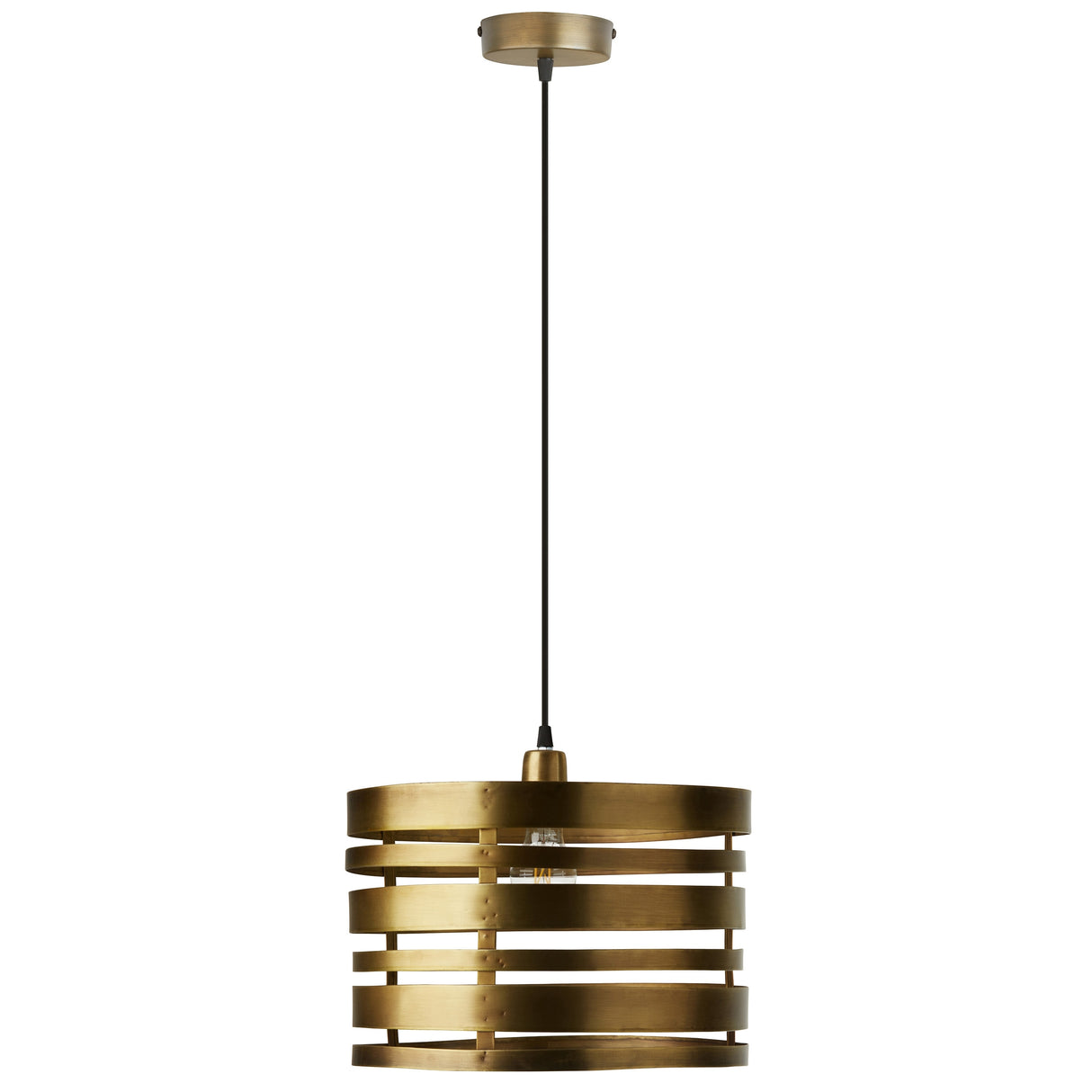Ciel River of Goods Gold Metal 14-Inch Pendant Light with Adjustable Hanging Cord - 14" x 14" x 11.5/76.5"