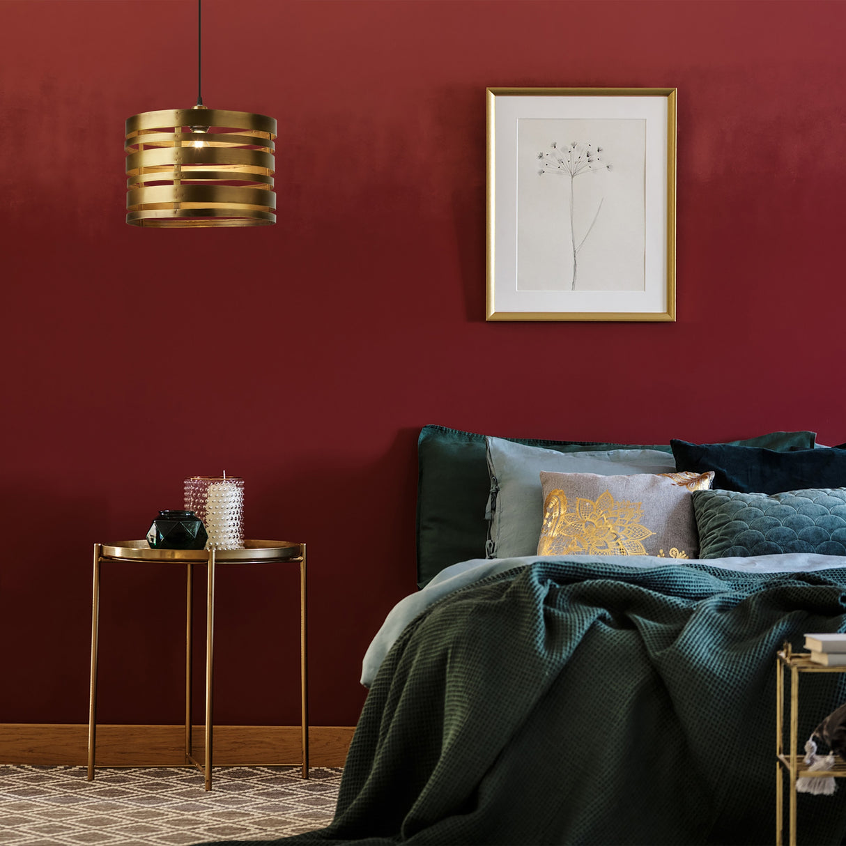 Ciel River of Goods Gold Metal 14-Inch Pendant Light with Adjustable Hanging Cord - 14" x 14" x 11.5/76.5"