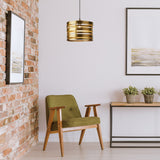 Ciel River of Goods Gold Metal 14-Inch Pendant Light with Adjustable Hanging Cord - 14" x 14" x 11.5/76.5"