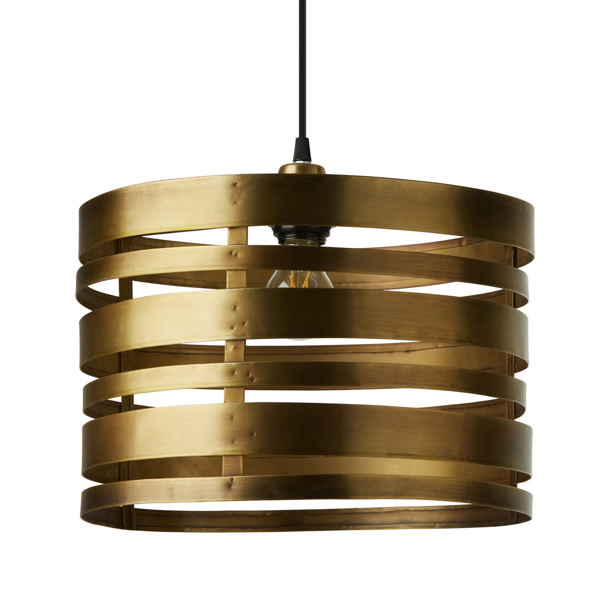 Ciel River of Goods Gold Metal 14-Inch Pendant Light with Adjustable Hanging Cord - 14" x 14" x 11.5/76.5"
