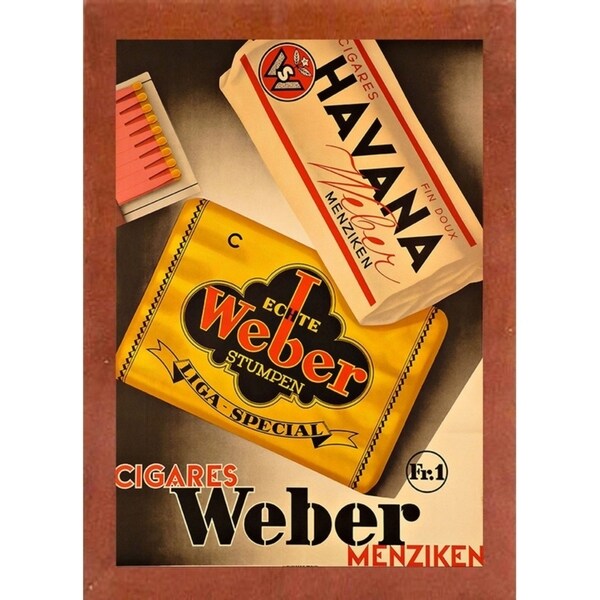 Cigares Weber-VINAPP121000 Print 13.25"x9.25" by Vintage Apple Collection