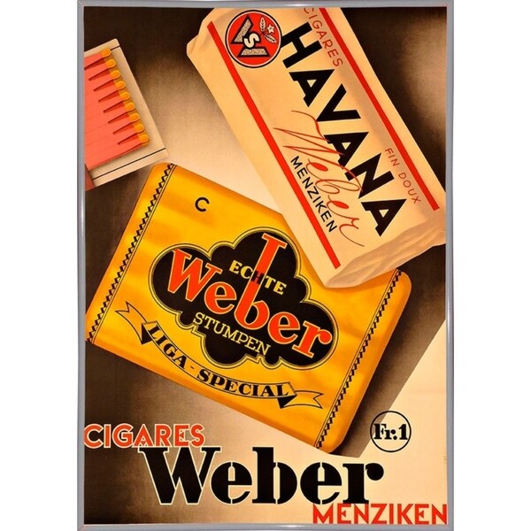 Cigares Weber-VINAPP121000 Print 13.25"x9.25" by Vintage Apple Collection