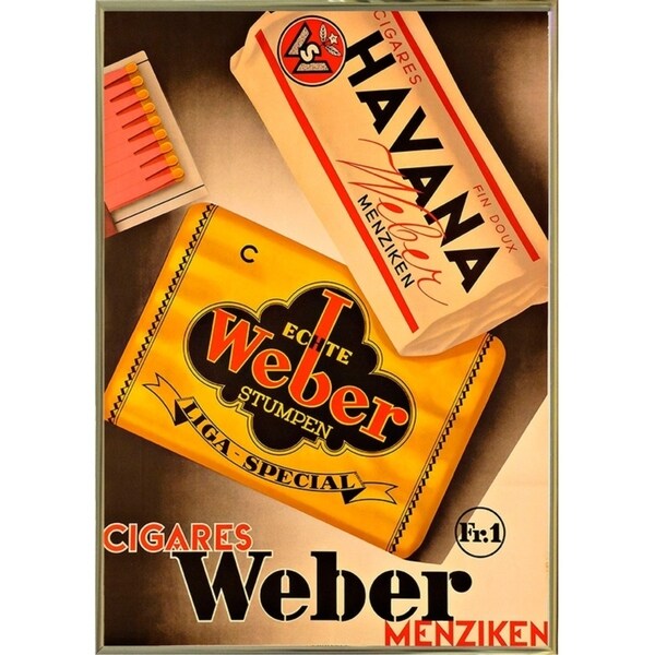 Cigares Weber-VINAPP121000 Print 13.25"x9.25" by Vintage Apple Collection