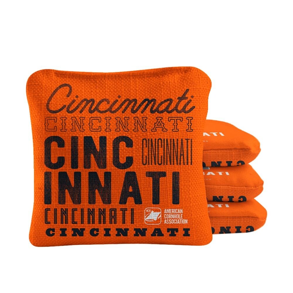 Cincinnati Football Orange Dual Sided Cornhole Bags